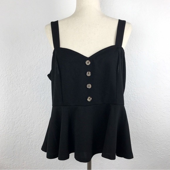 SHEIN Tops - Shein Curve 2XL Black Peplum Tank Top Blouse Flounce Ruffle Hem Sweetheart LARP